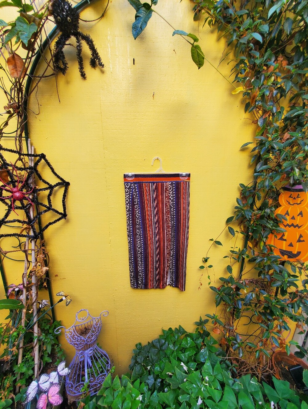 Boho Striped Skirt in Orange, Brown & Black
